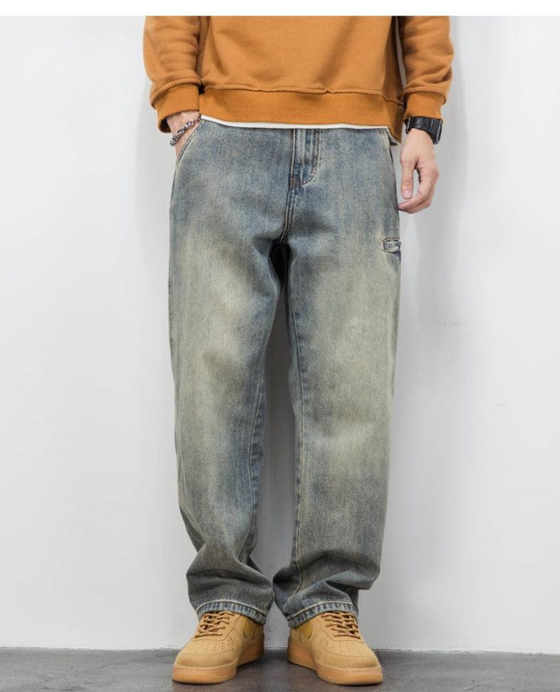 Retro Wide-leg Drape Jeans