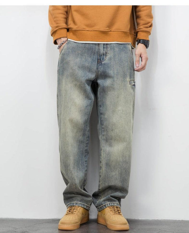 Retro Wide-leg Drape Jeans