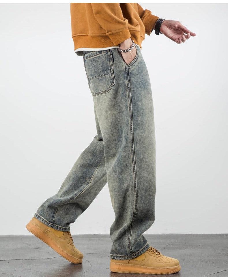 Retro Wide-leg Drape Jeans