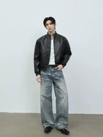 Stand Collar PU Leather Motorcycle Jacket 5