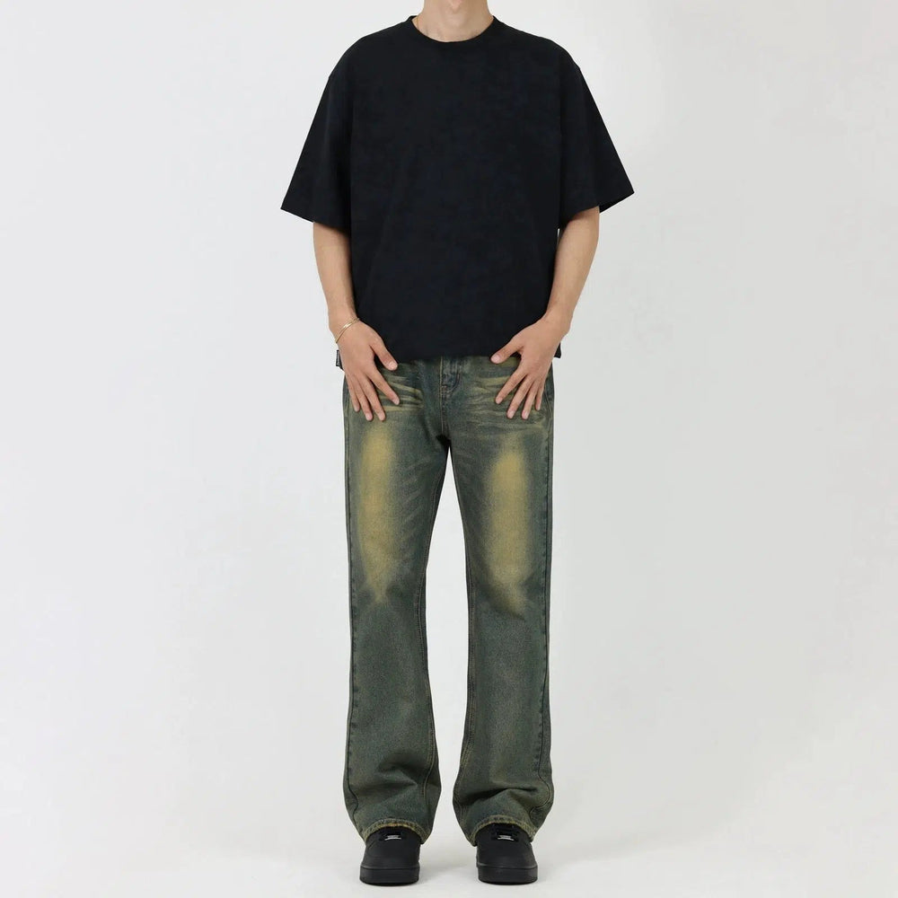 Retro Yellow Mud Straight Jeans