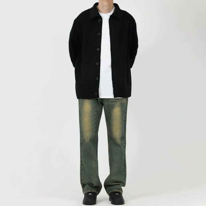 Retro Yellow Mud Straight Jeans