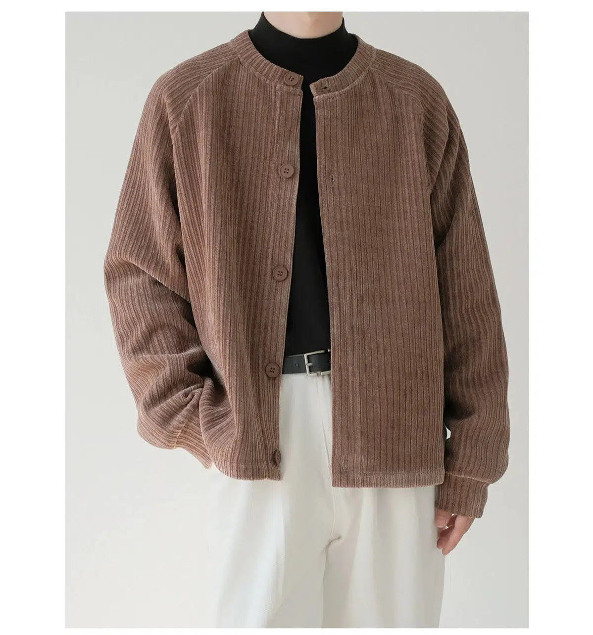 Ribbed Button-Up Jacket