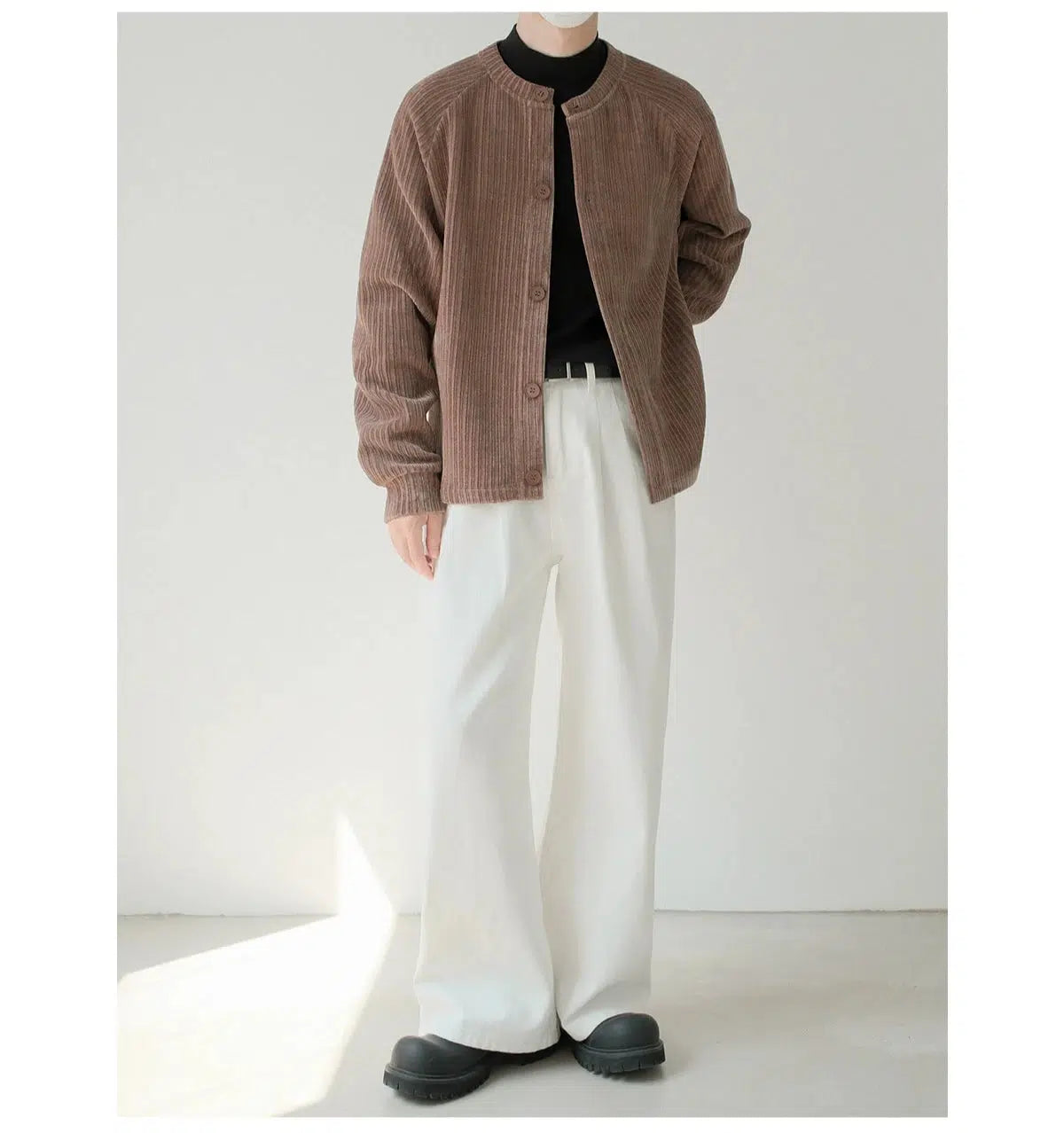 Ribbed Button-Up Jacket