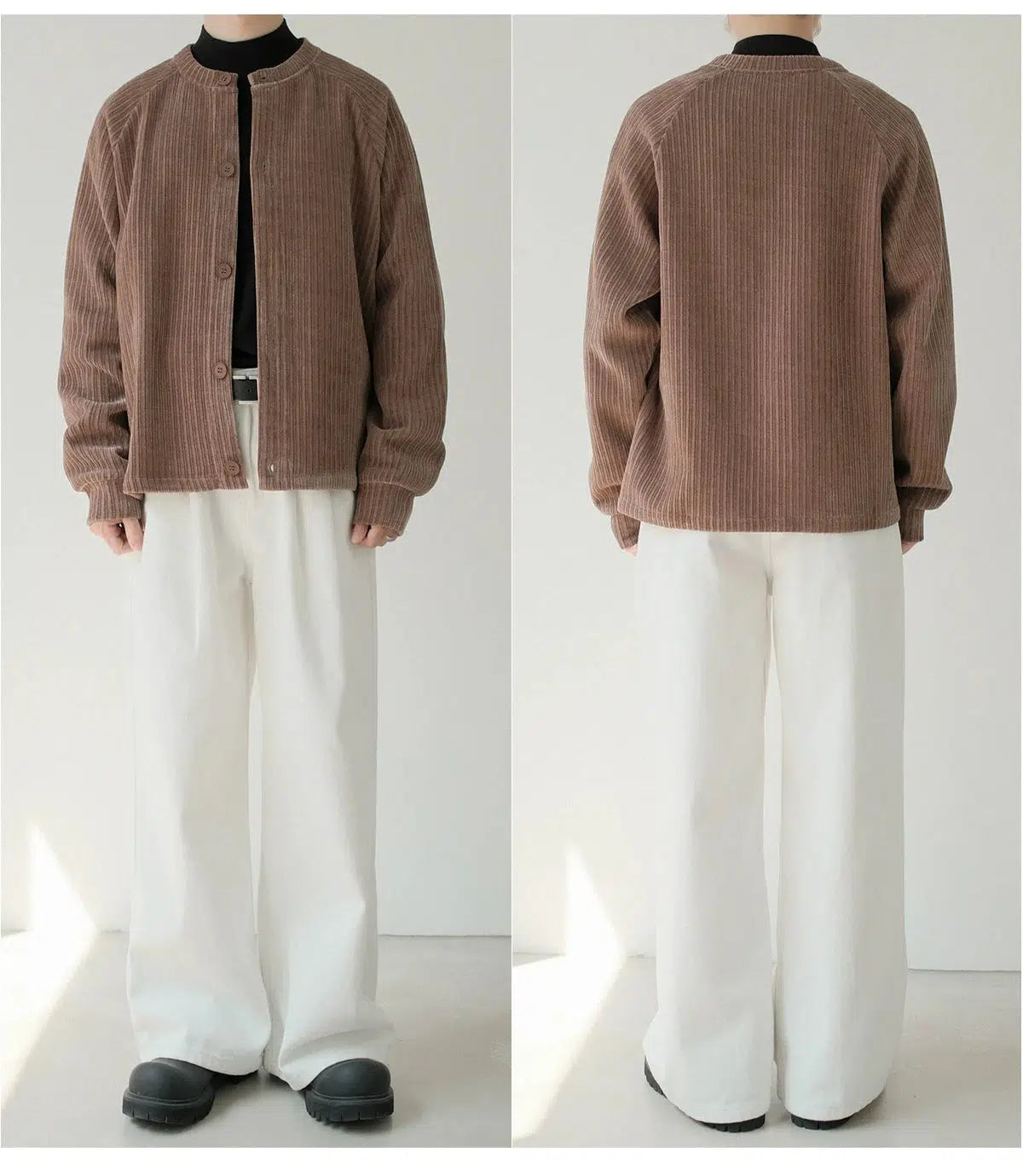 Ribbed Button-Up Jacket