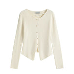 Button Front Ribbed Knit Cardigan