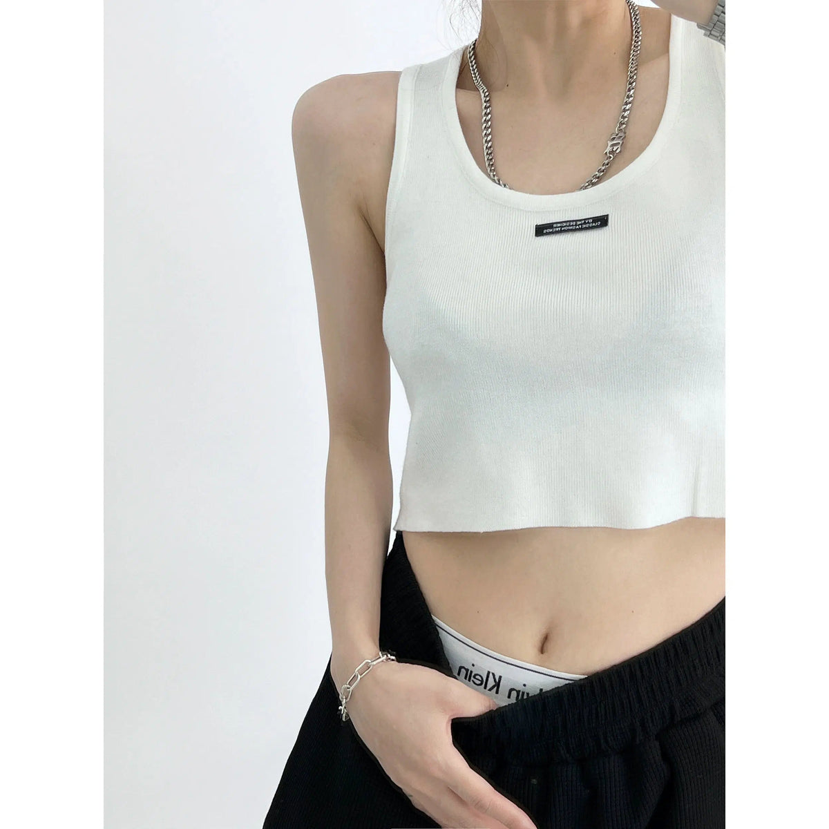 Ribbed Knit Cropped Tank Top