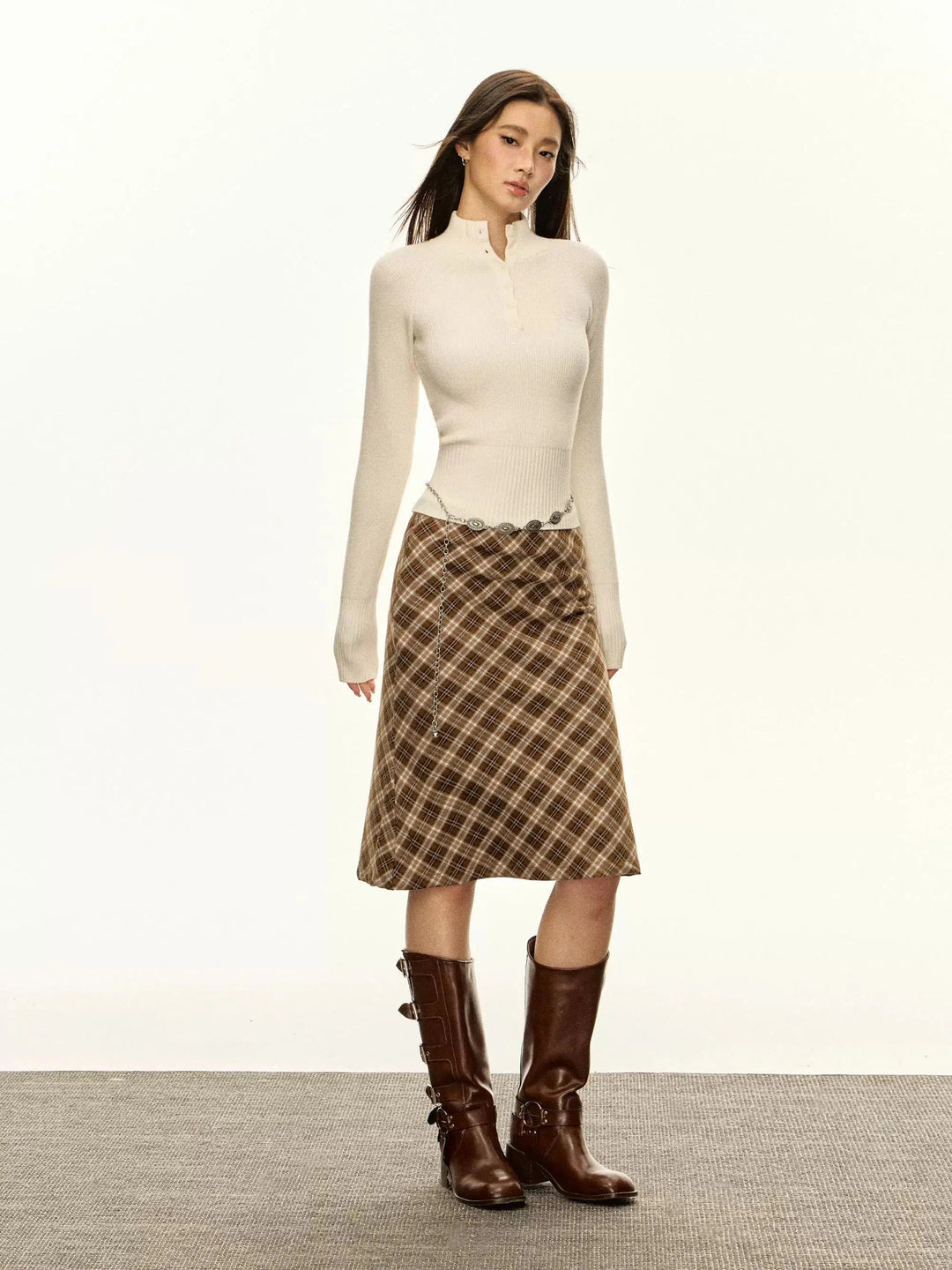 Ribbed Knit Henley Sweater