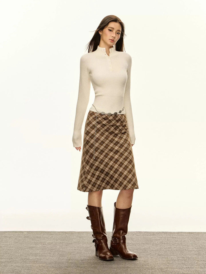Ribbed Knit Henley Sweater