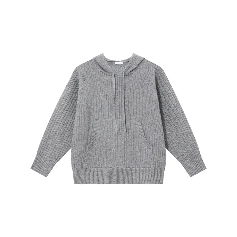 Ribbed Knit Hooded Sweater