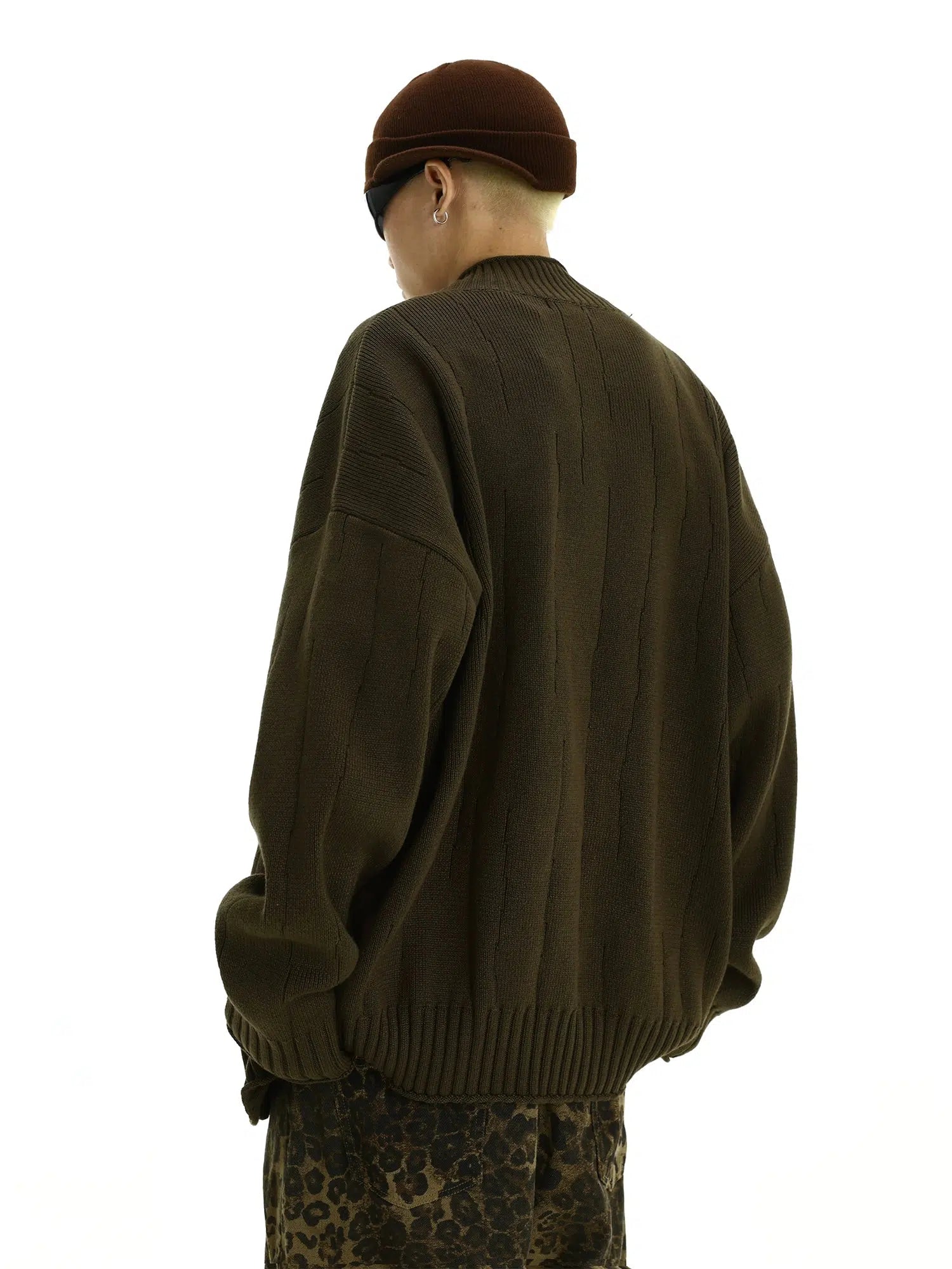 Ribbed Knit Zip-Up Sweater