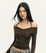 Ribbed Off-Shoulder Knit Top