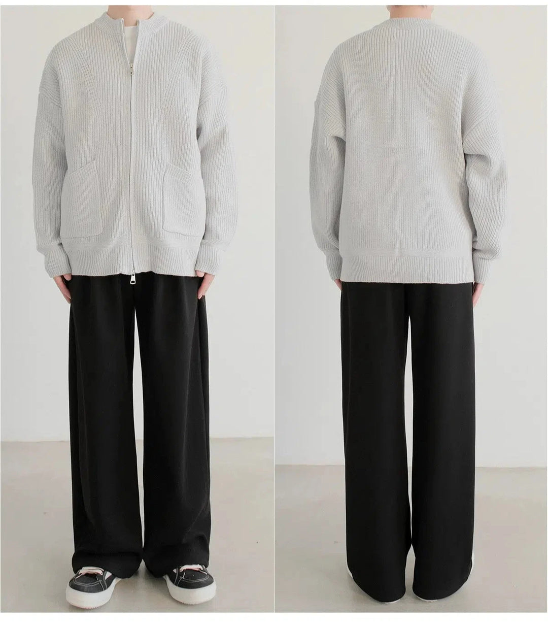 Zip-Up Ribbed Knit Jacket