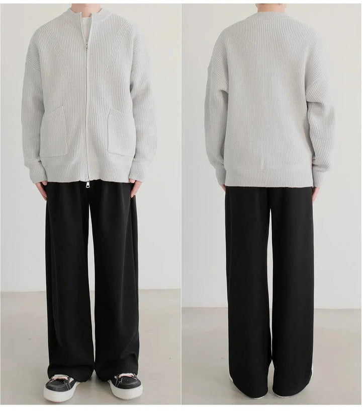 Zip-Up Ribbed Knit Jacket