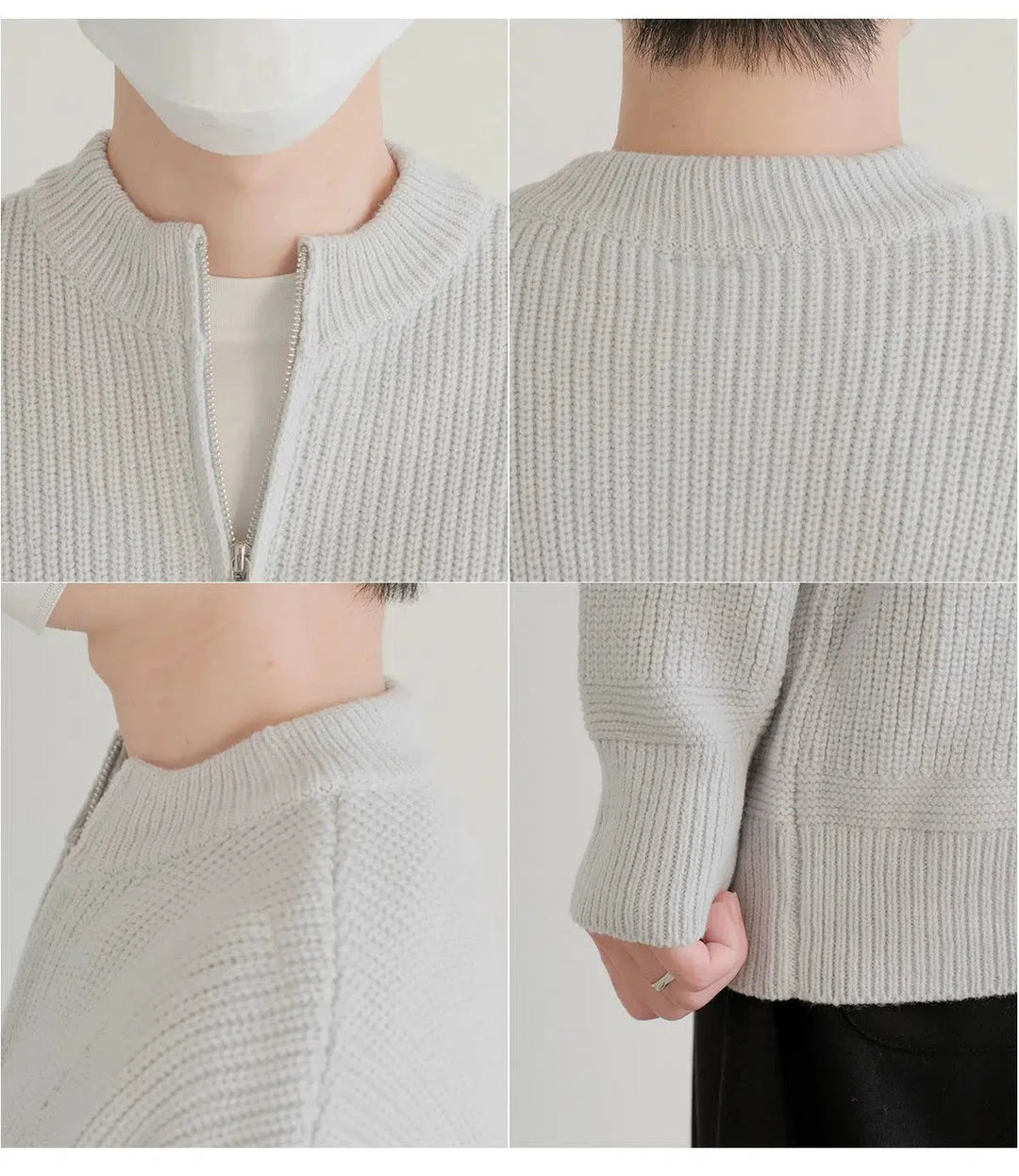Zip-Up Ribbed Knit Jacket