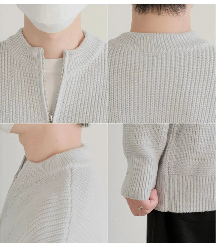 Zip-Up Ribbed Knit Jacket