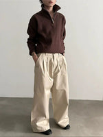 Ribbed Zip-Up Knit Sweater