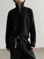 Ribbed Zip-Up Knit Sweater