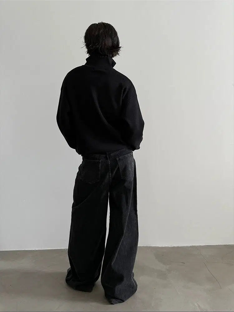 Ribbed Zip-Up Knit Sweater