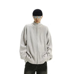 Ribbed Zip-Up Knitwear Sweater