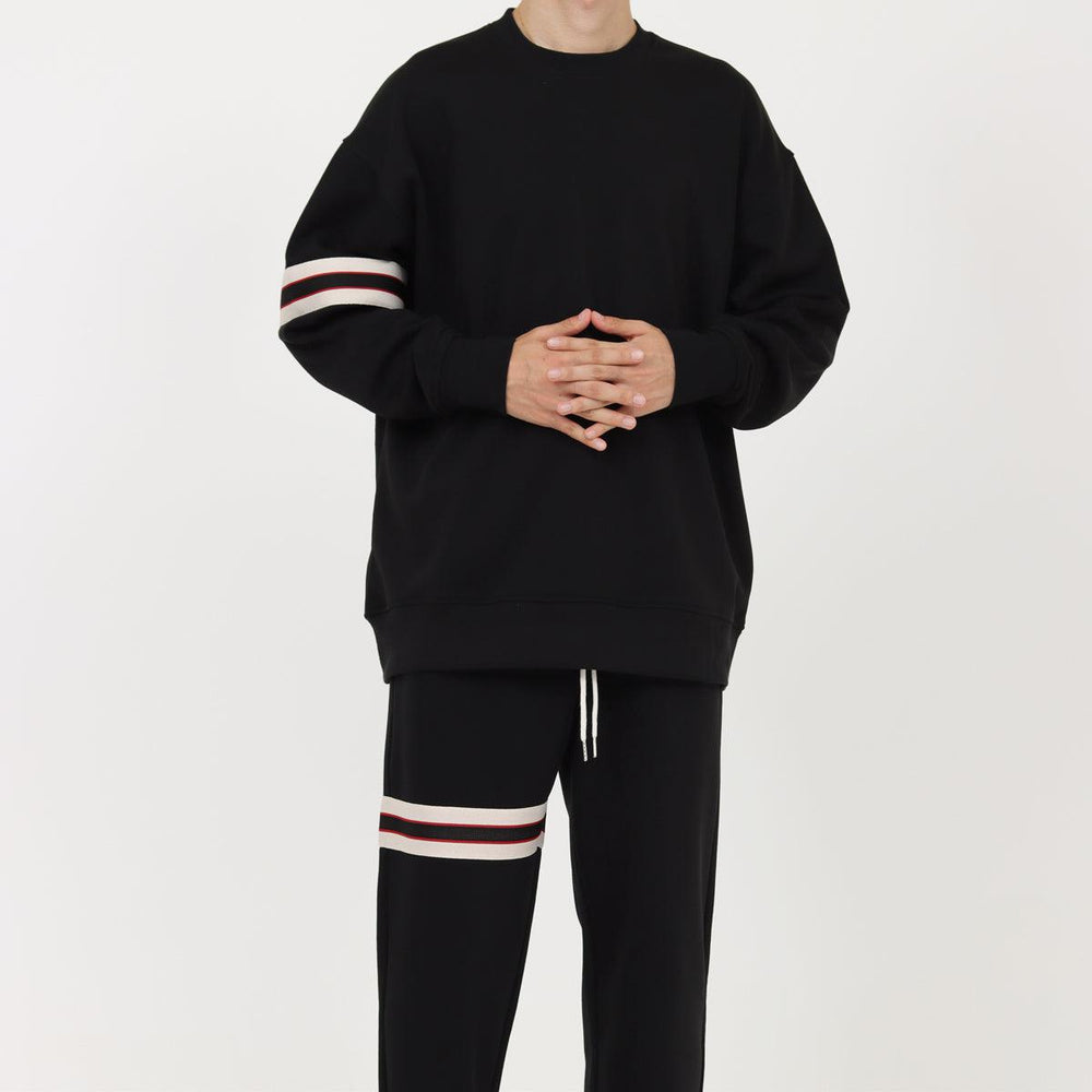 Ribbon Stripe Round Neck Sweater