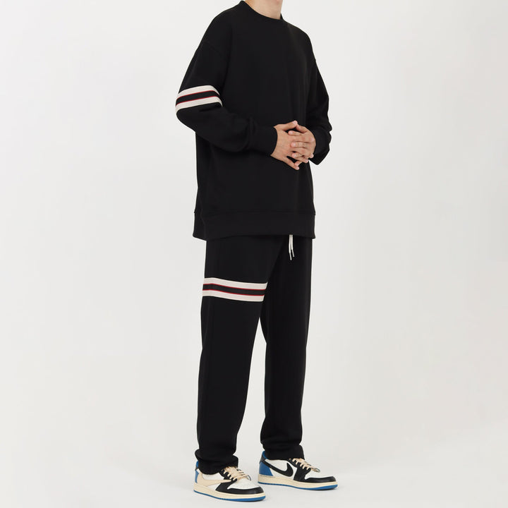 Ribbon Stripe Round Neck Sweater