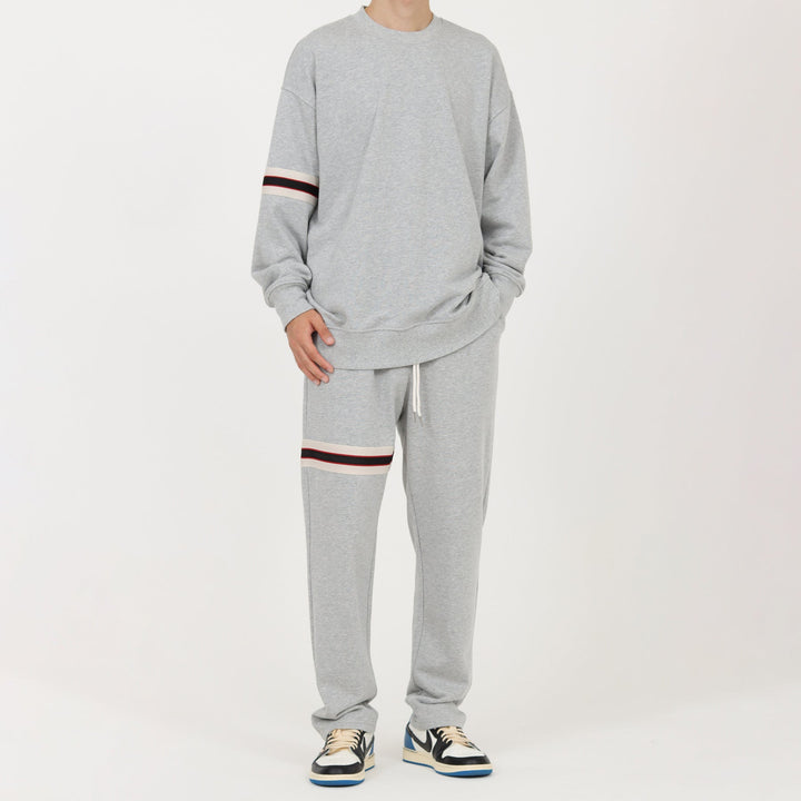 Ribbon Stripe Round Neck Sweater