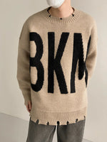 Ripped Letter Pullover Sweater