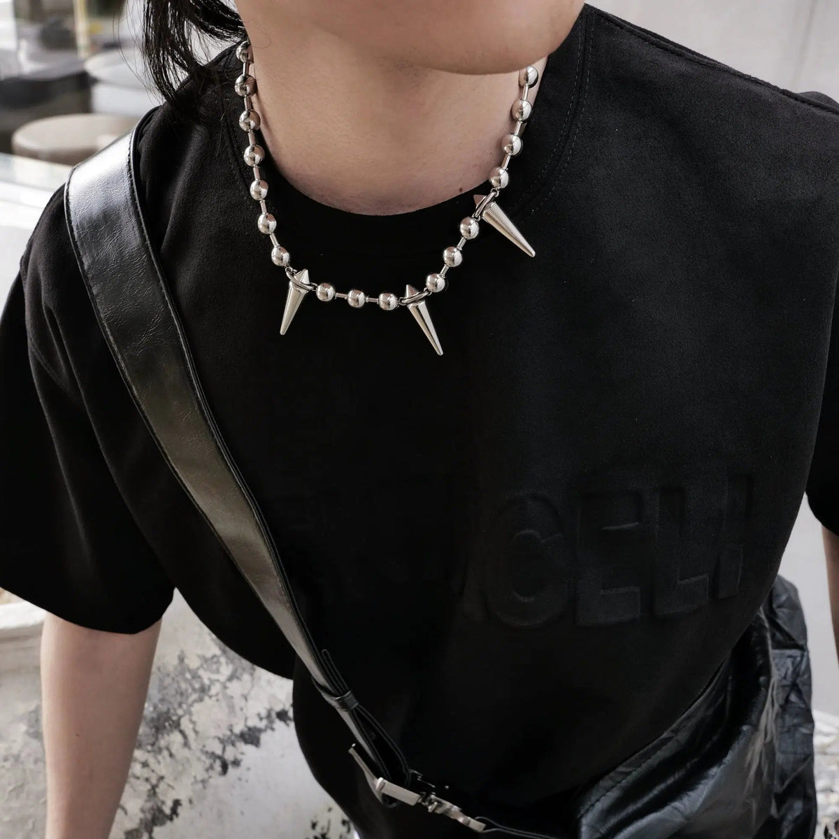 Rivet Ball Necklace Choker