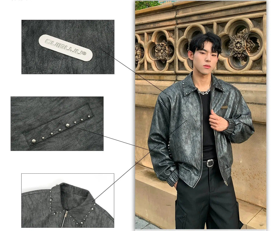 Leather jacket with rivets clearance