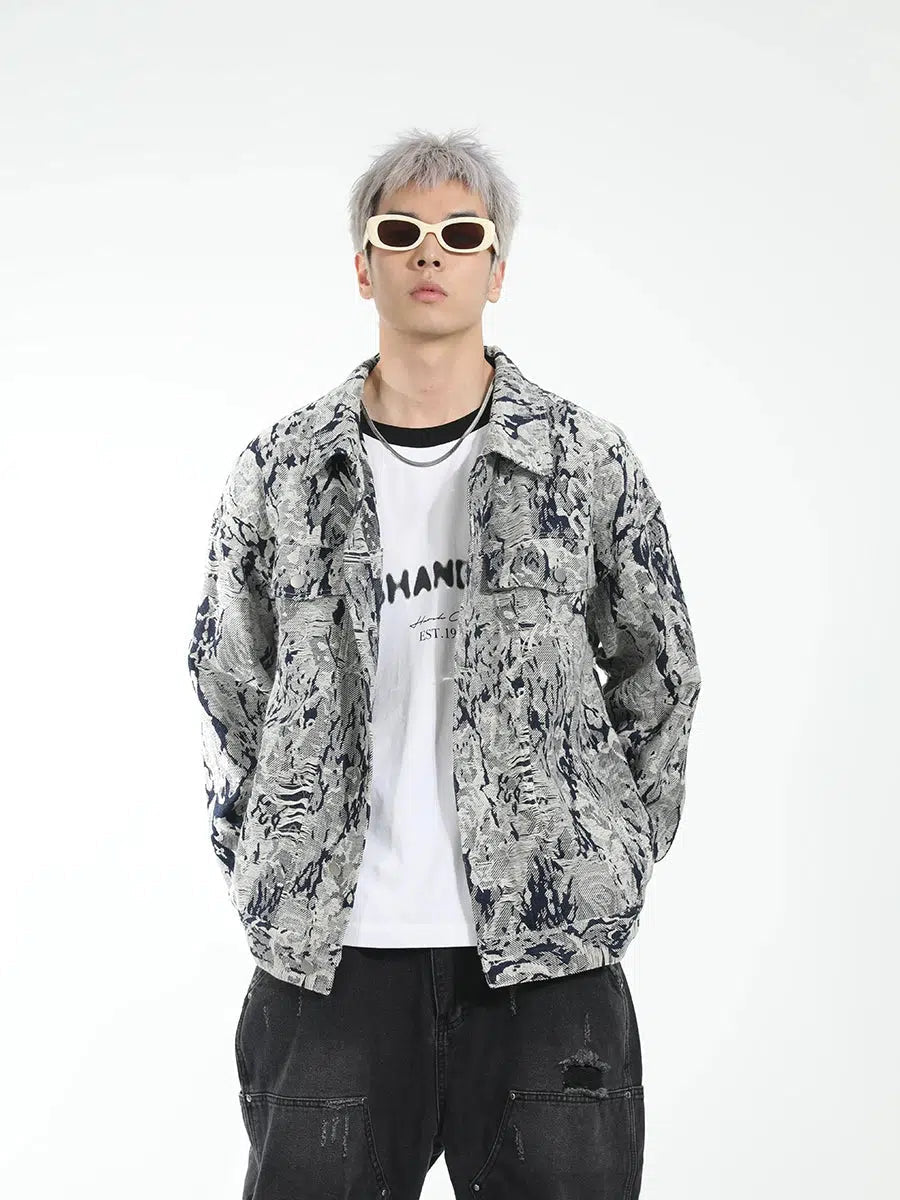 Rose Jacquard Loose Denim Jacket