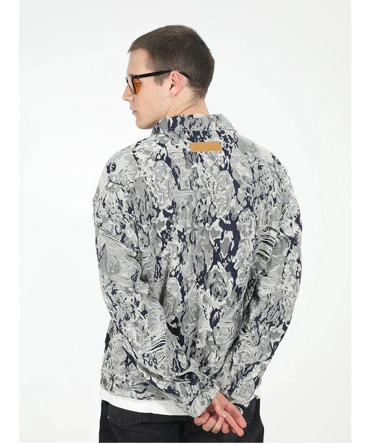 Rose Jacquard Loose Denim Jacket