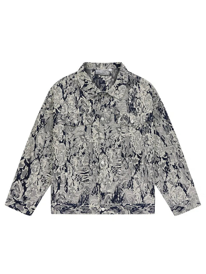 Rose Jacquard Loose Denim Jacket