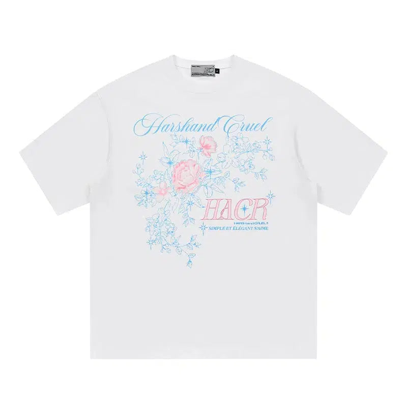 Rose Typography Print Breathable T-shirt