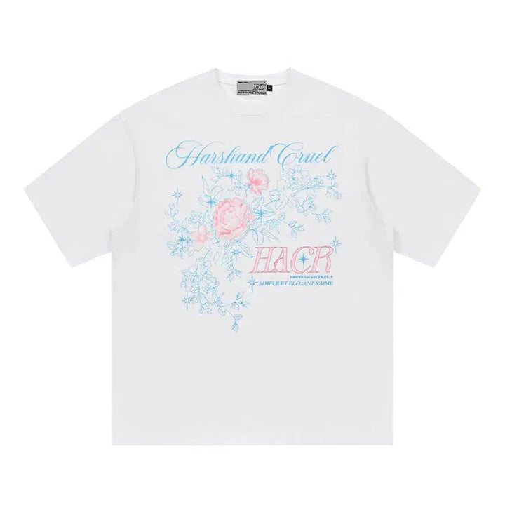 Rose Typography Print Breathable T-shirt
