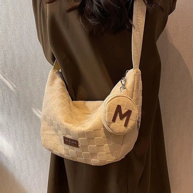 Round Coin Pouch Checkered Bag
