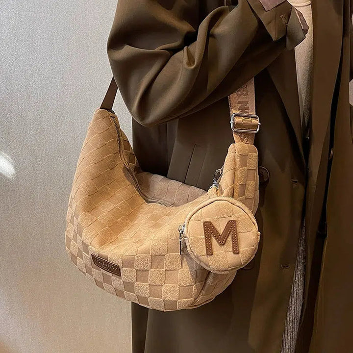 Round Coin Pouch Checkered Bag