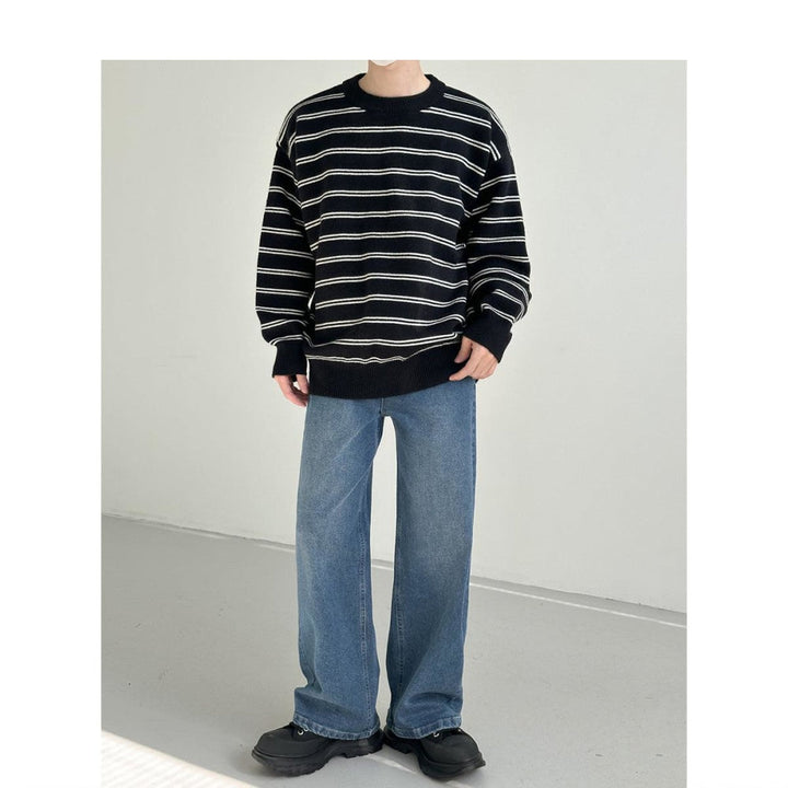 Round Neck Basic Striped Sweater