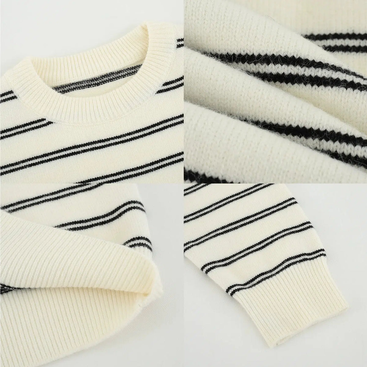 Round Neck Basic Striped Sweater