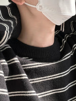 Round Neck Basic Striped Sweater