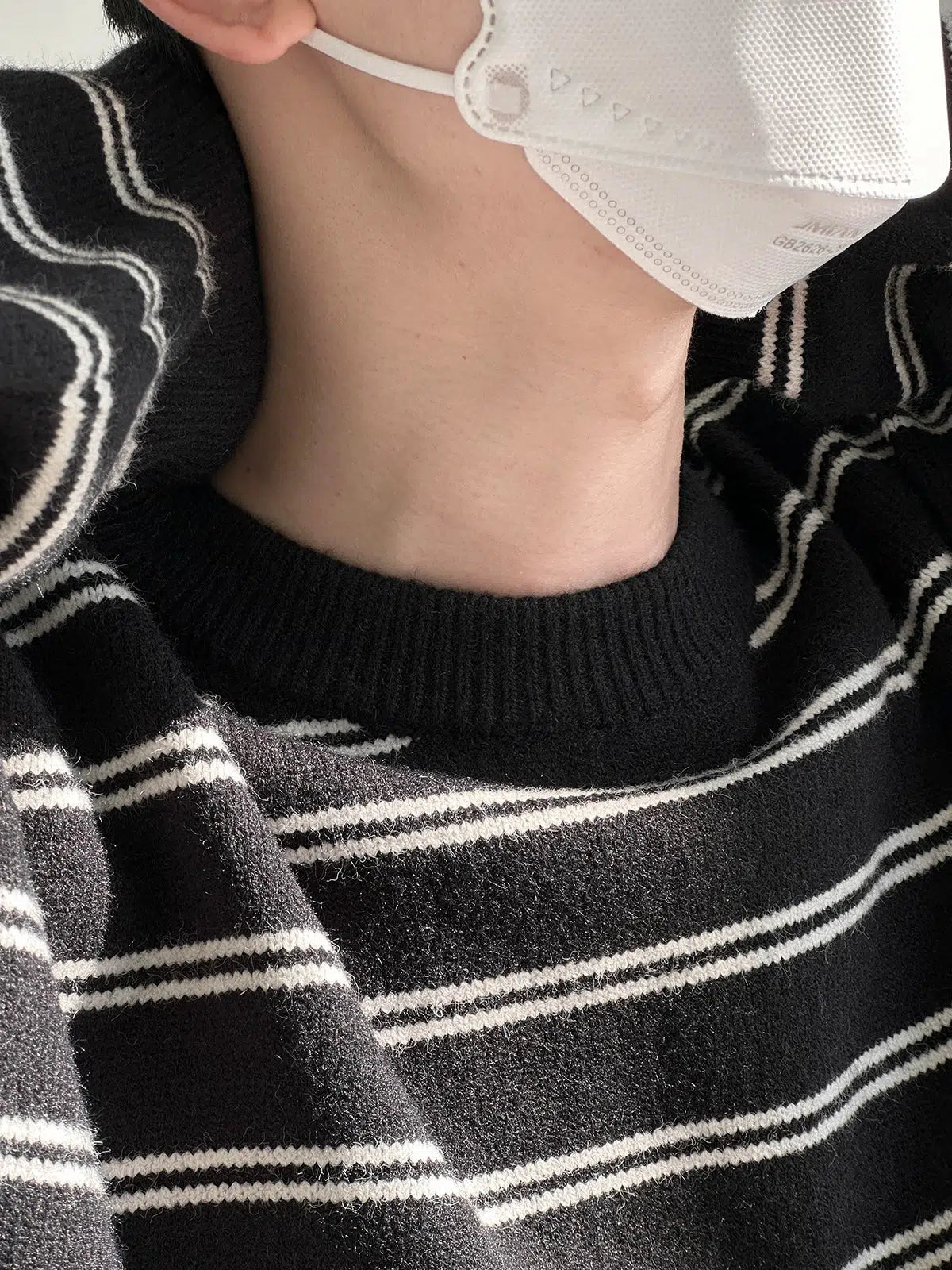 Round Neck Basic Striped Sweater