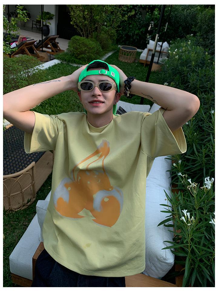 Round Neck Cherry Printed T-shirt