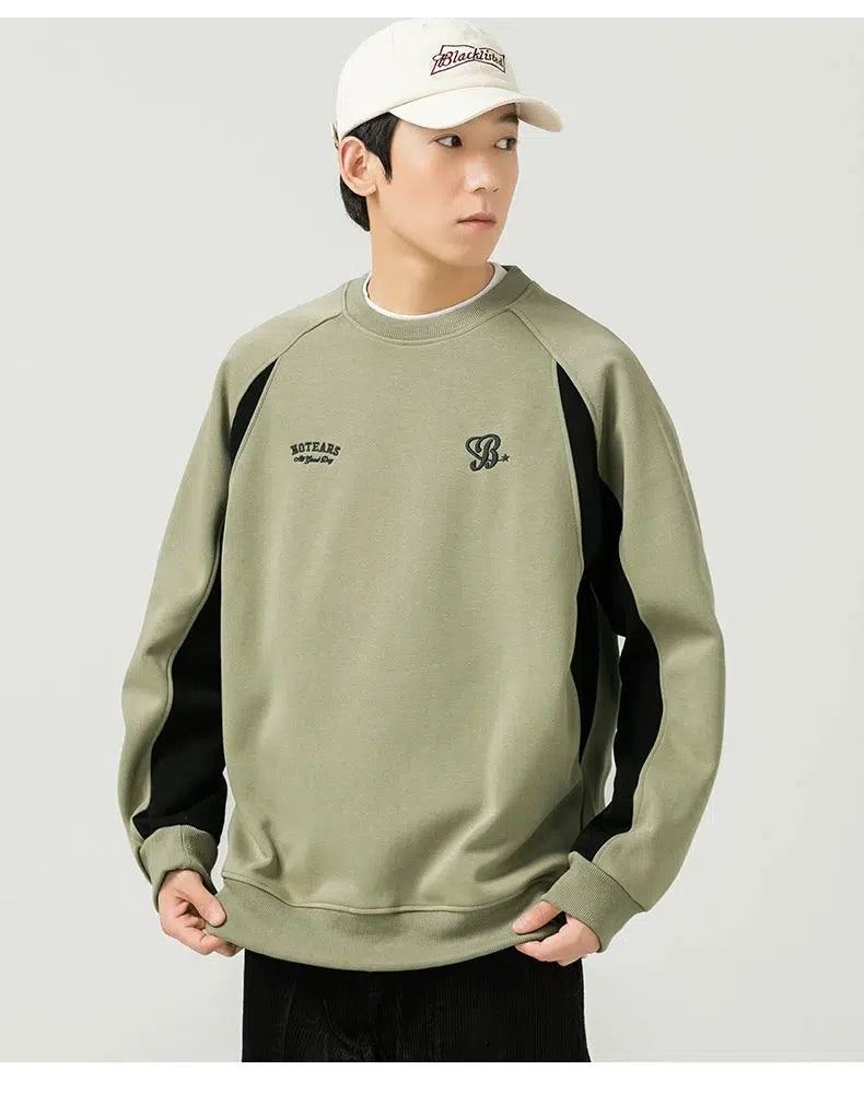 Round Neck Color Block Pullover