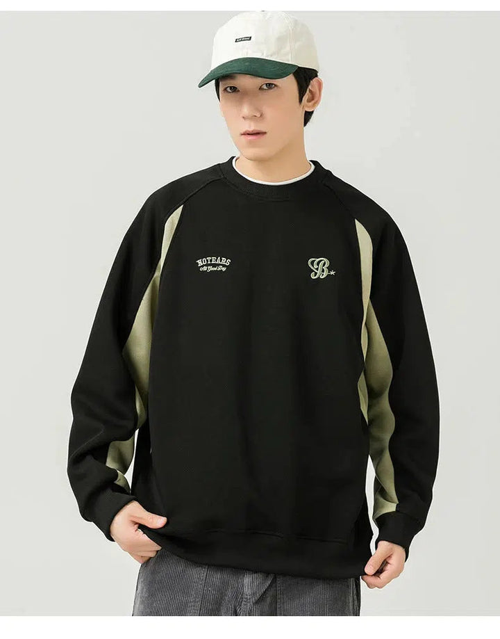 Round Neck Color Block Pullover