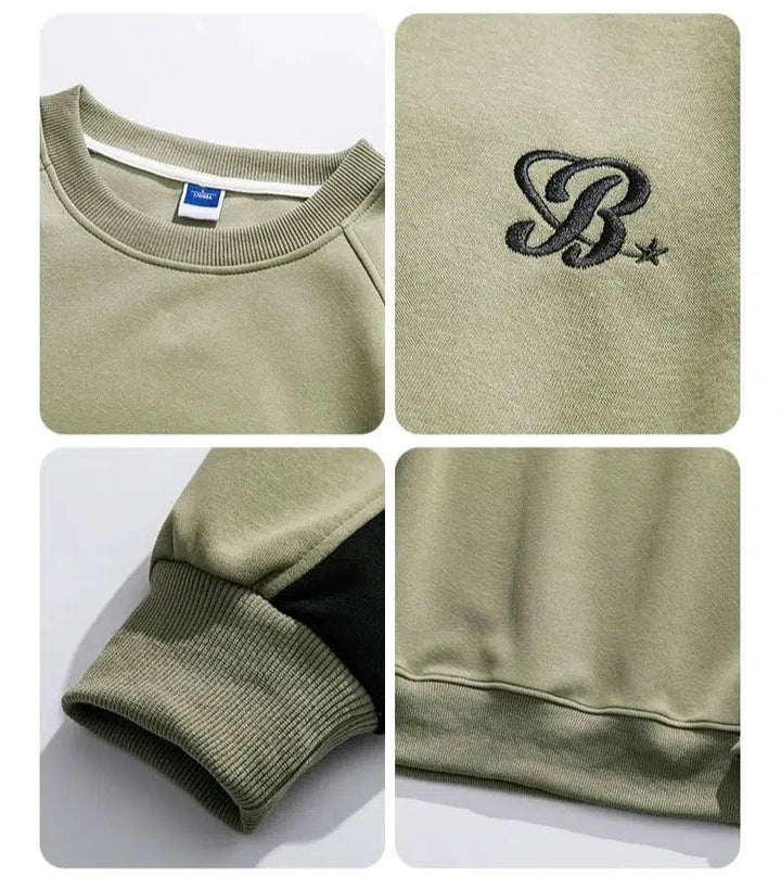 Round Neck Color Block Pullover