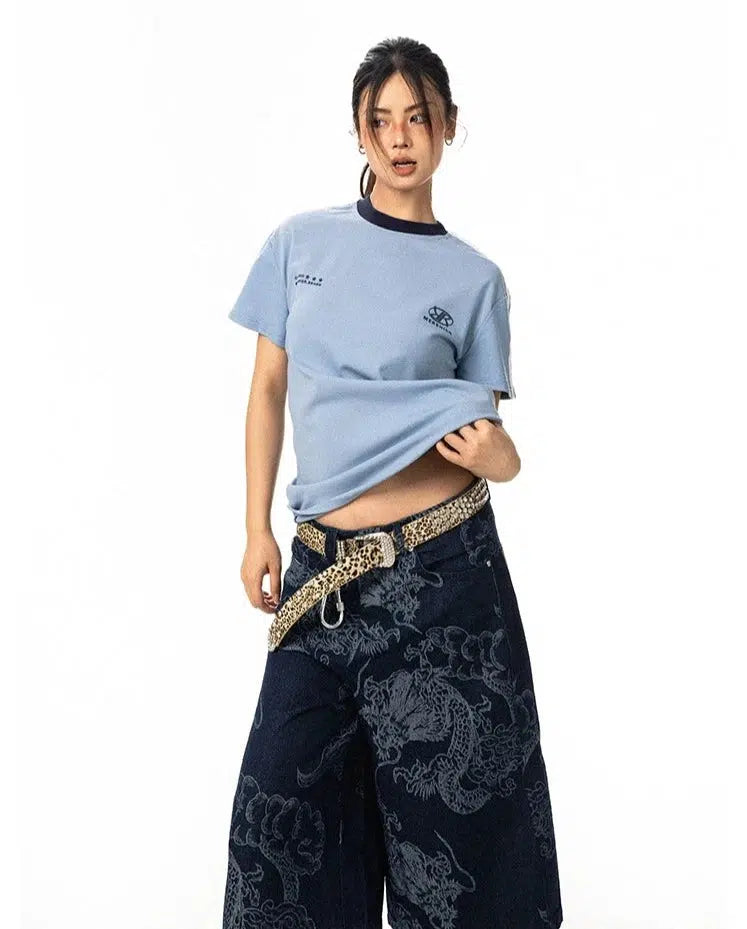 Round Neck Contrast T-shirt