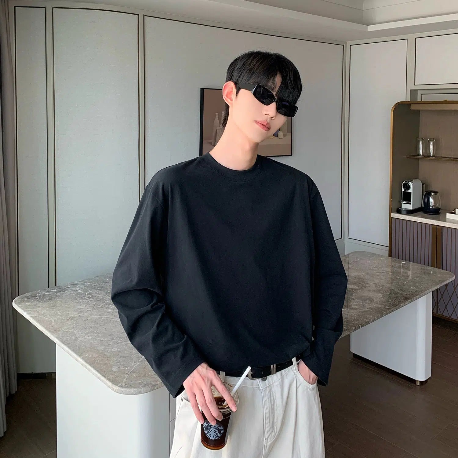 Round Neck Cotton Long Sleeve Shirt