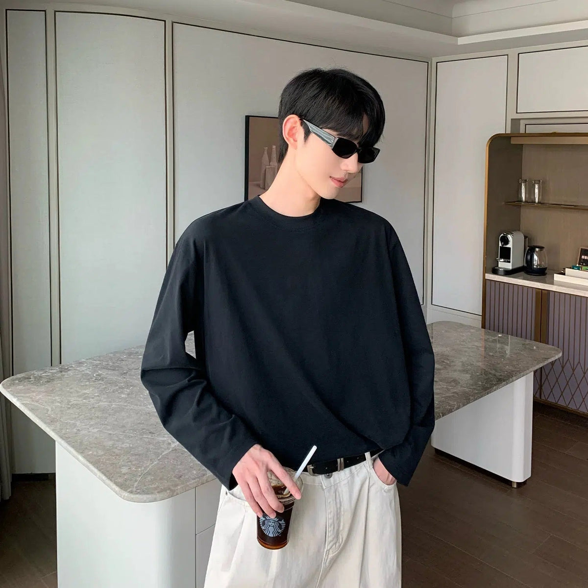 Round Neck Cotton Long Sleeve Shirt