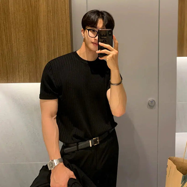 Round Neck Knitted T-shirt