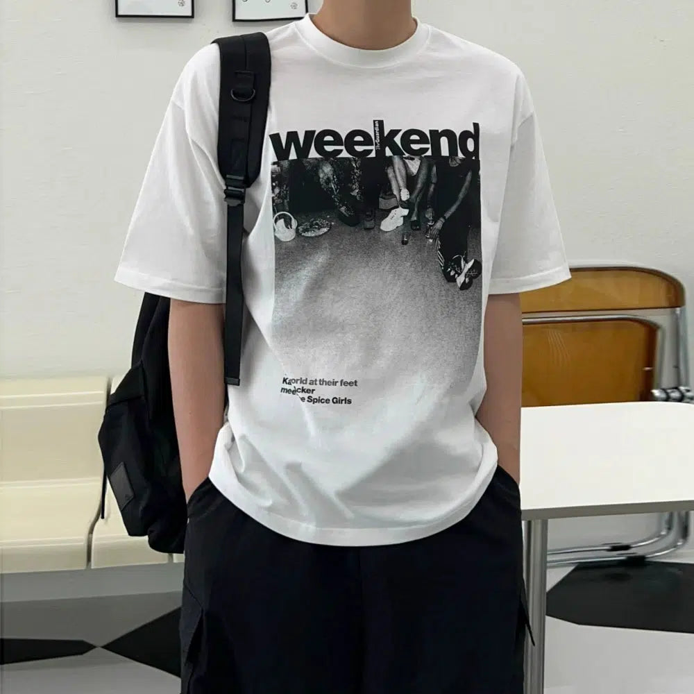 Round Neck Letter Printed T-shirt